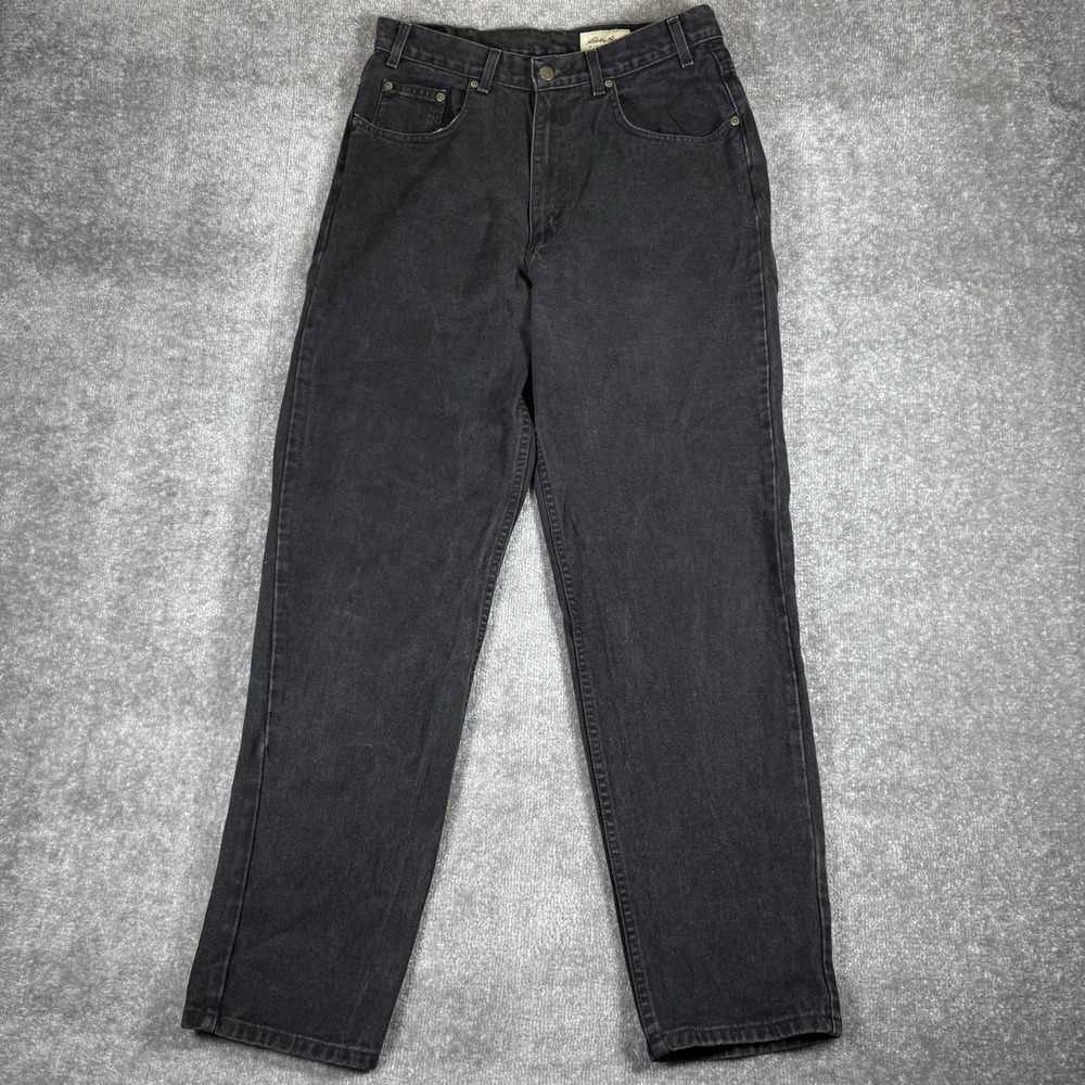 Vintage Eddie Bauer Jeans Men's 34x32 (32x31) Black Denim Straight Leg USA Made